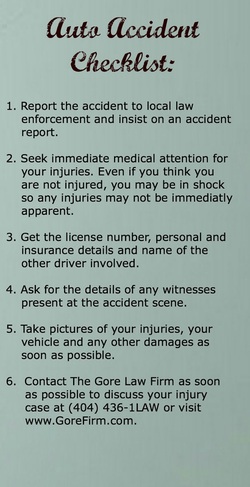 poster with a auto accident checklist