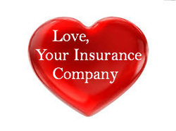 heart with a sign that reads "Love, your insurance company"