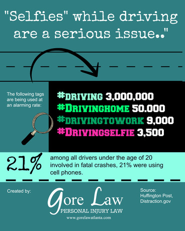 infographic about selfies whil edriving