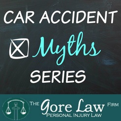 blackboard written with chalk that says "car accidents myths series"