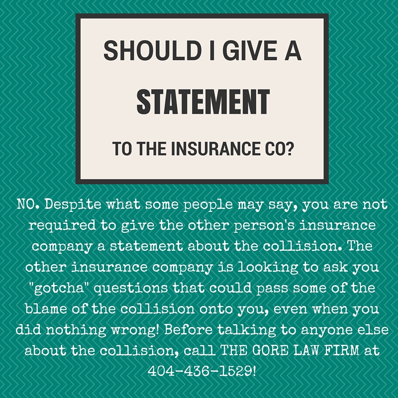 poster about giving a statement to the insurance company