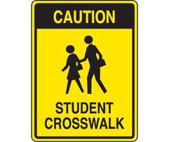 student crosswalk sign