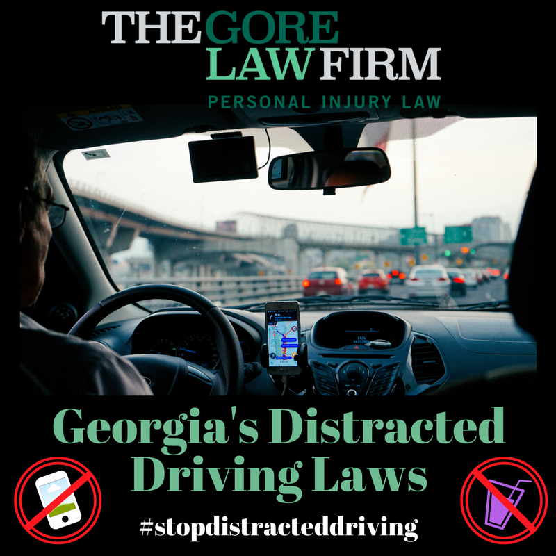 poster with the interior of a car and a sign that reads "Georgia's distracted driving laws"
