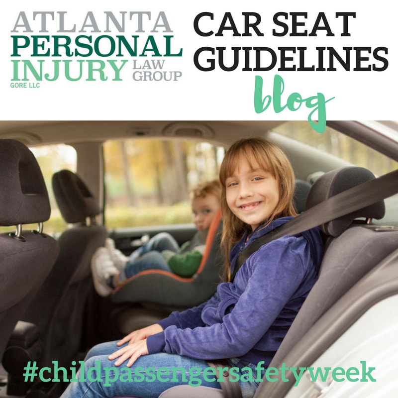 poster with kids on their car seats, and a sign that reads "car seat guideline"