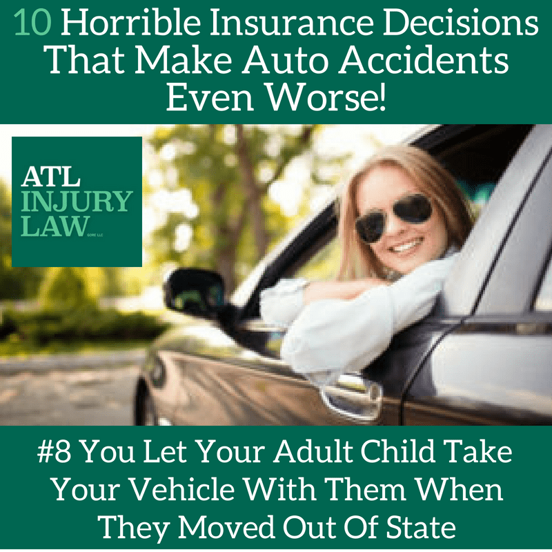 poster tittle "10 horrible insurance decisions that make auto accidents even worse"