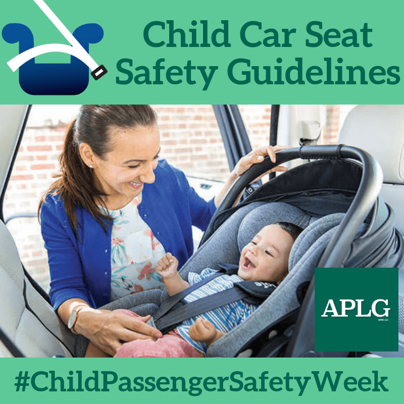 poster with a baby smiling in the car seat and her mother taking off his seat belt