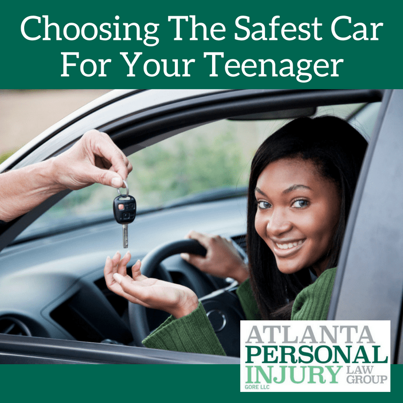 poster of a teen girl receiving a car key and sign that reads choosing the safest car