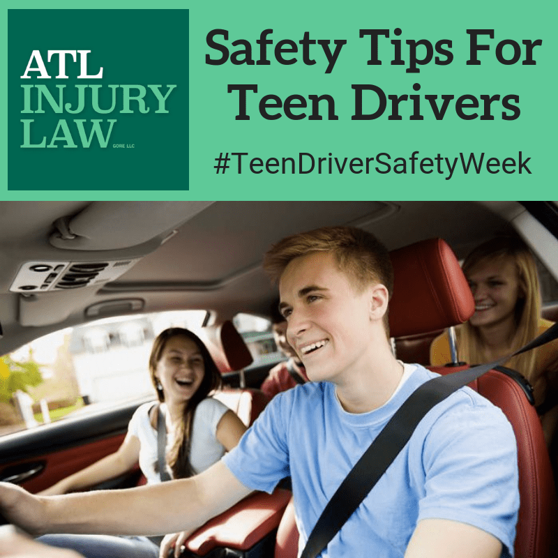 poster with teens in a car and a sign that says "Safety tips for teen drivers"