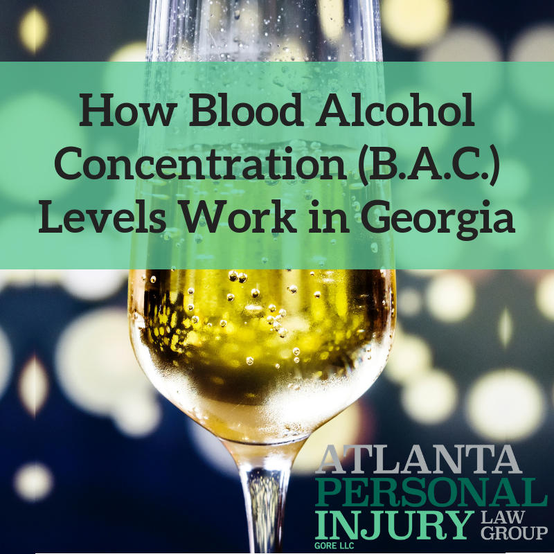 poster tittled "HOw blood alochol concentration levels work in Georgia" and a glass of champagne