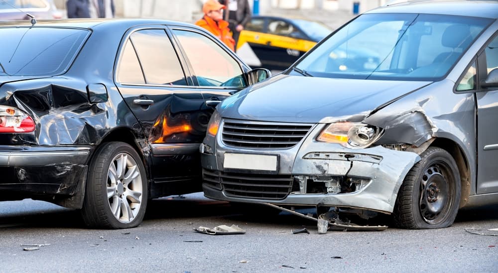 Rideshare car accident on the road with another car